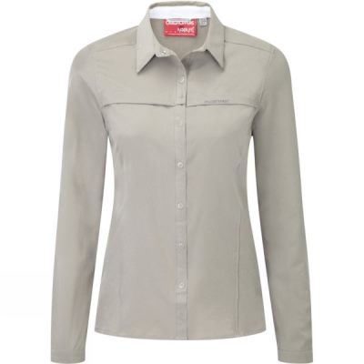 Camisa Craghoppers NosiLife Pro Manga Larga Mujer Beige - Chile EWN603192